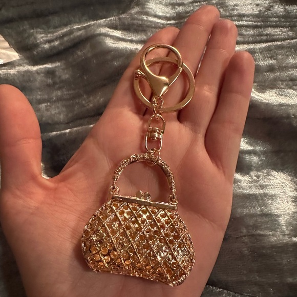 Purse Charm Keychain Accessory Moveable Handle Rhinestone NEW - Picture 3 of 3